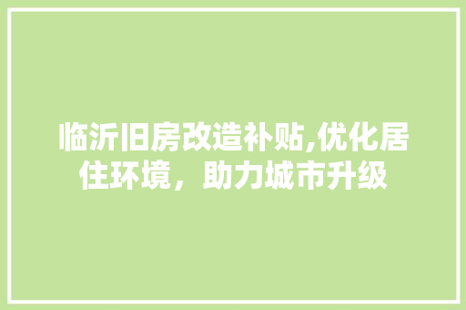 临沂旧房改造补贴,优化居住环境，助力城市升级 家电维修