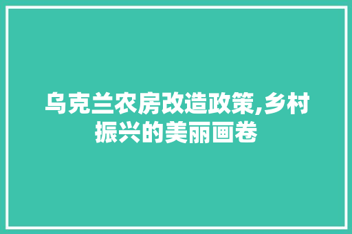 乌克兰农房改造政策,乡村振兴的美丽画卷