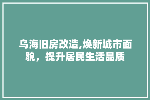 乌海旧房改造,焕新城市面貌，提升居民生活品质