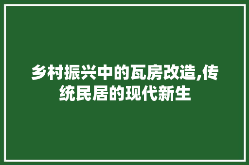 乡村振兴中的瓦房改造,传统民居的现代新生 综合便民