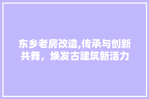 东乡老房改造,传承与创新共舞，焕发古建筑新活力 汽车维修