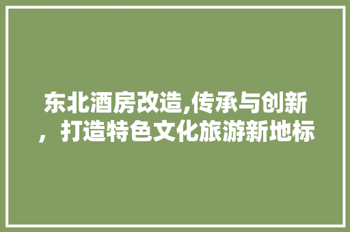 东北酒房改造,传承与创新，打造特色文化旅游新地标 家电维修