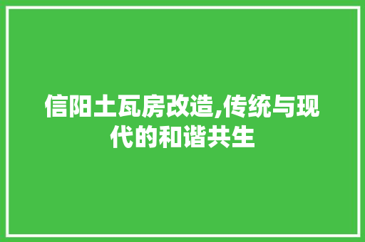 信阳土瓦房改造,传统与现代的和谐共生