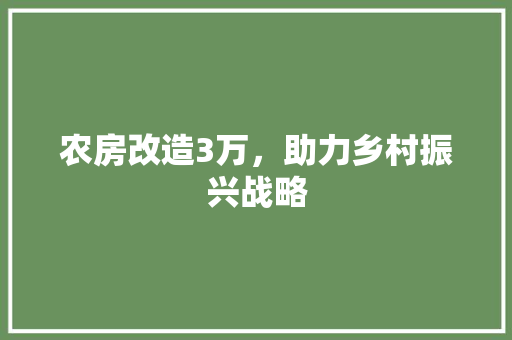农房改造3万，助力乡村振兴战略 家电维修