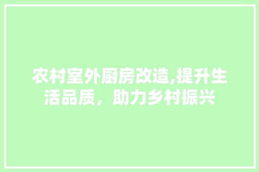 农村室外厨房改造,提升生活品质，助力乡村振兴