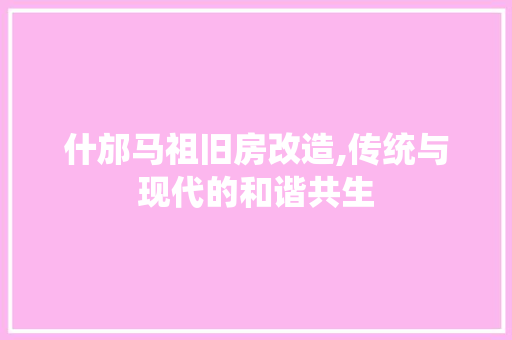 什邡马祖旧房改造,传统与现代的和谐共生