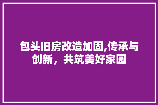 包头旧房改造加固,传承与创新，共筑美好家园 汽车维修