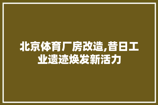 北京体育厂房改造,昔日工业遗迹焕发新活力 家电维修