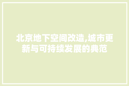 北京地下空间改造,城市更新与可持续发展的典范