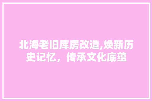 北海老旧库房改造,焕新历史记忆，传承文化底蕴 汽车维修