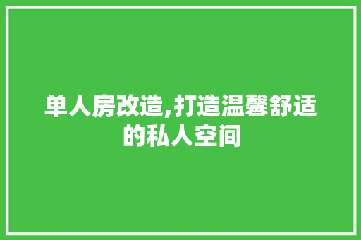 单人房改造,打造温馨舒适的私人空间