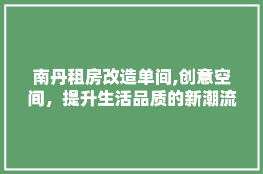 南丹租房改造单间,创意空间，提升生活品质的新潮流