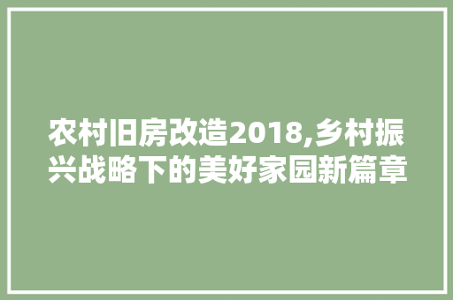 农村旧房改造2018,乡村振兴战略下的美好家园新篇章 综合便民