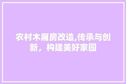 农村木厢房改造,传承与创新，构建美好家园 家电维修