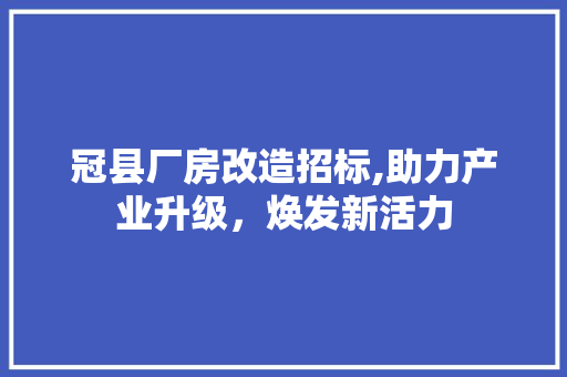冠县厂房改造招标,助力产业升级，焕发新活力