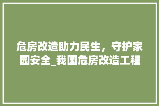 危房改造助力民生，守护家园安全_我国危房改造工程的辉煌历程 厨房维修