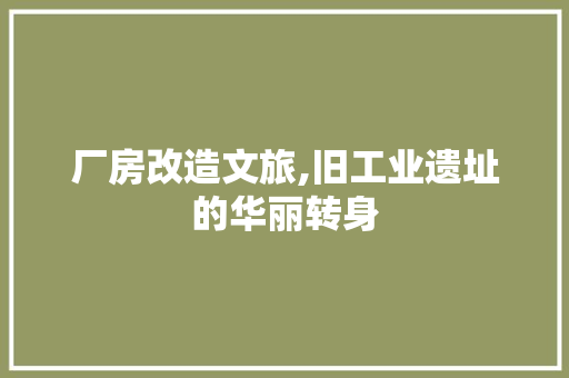 厂房改造文旅,旧工业遗址的华丽转身 厨房维修