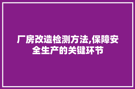 厂房改造检测方法,保障安全生产的关键环节 墙体维修
