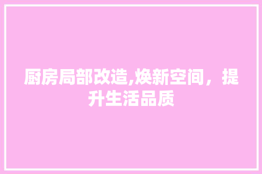 厨房局部改造,焕新空间，提升生活品质 家电维修