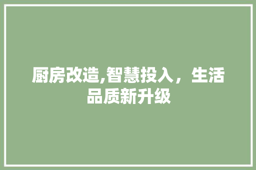 厨房改造,智慧投入，生活品质新升级 综合便民