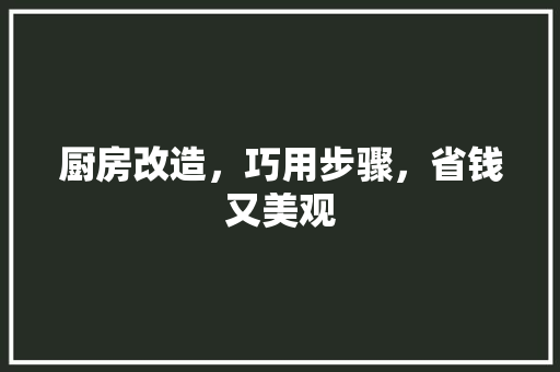 厨房改造，巧用步骤，省钱又美观