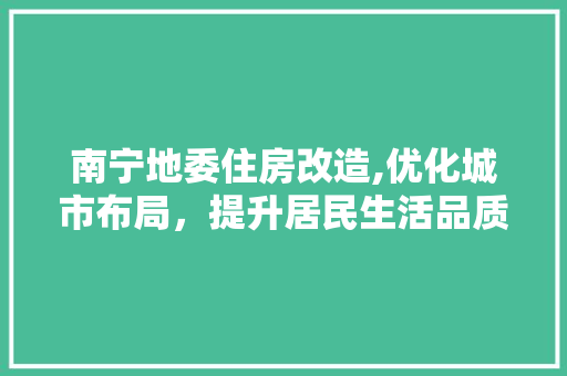 南宁地委住房改造,优化城市布局，提升居民生活品质 厨房维修