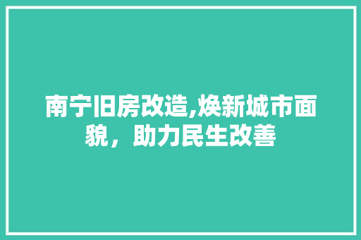 南宁旧房改造,焕新城市面貌，助力民生改善