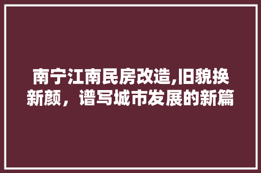 南宁江南民房改造,旧貌换新颜，谱写城市发展的新篇章 厨房维修