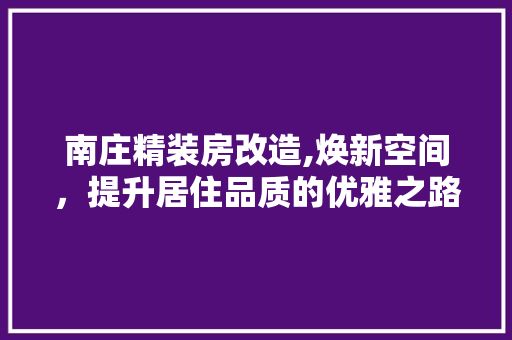 南庄精装房改造,焕新空间，提升居住品质的优雅之路