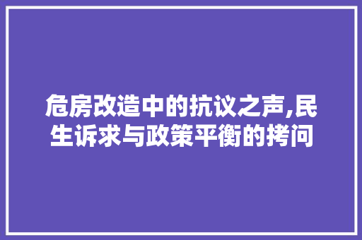 危房改造中的抗议之声,民生诉求与政策平衡的拷问 汽车维修