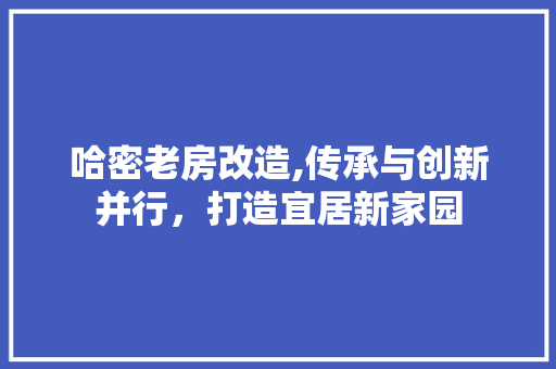 哈密老房改造,传承与创新并行，打造宜居新家园 家电维修