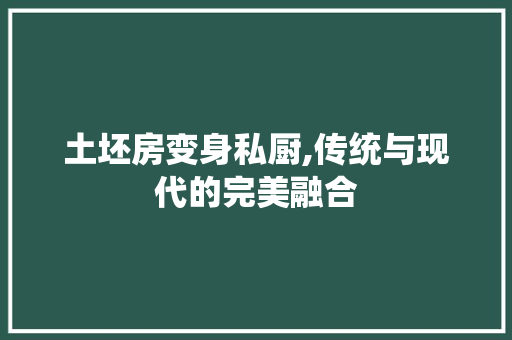土坯房变身私厨,传统与现代的完美融合