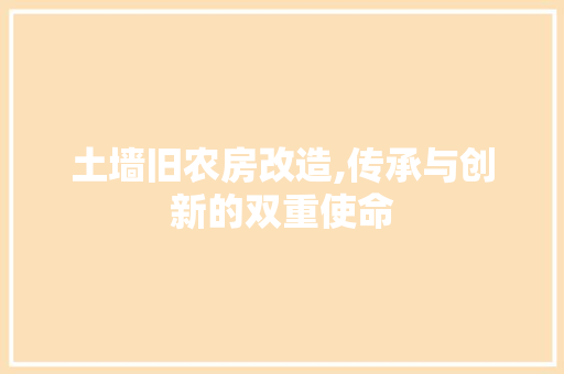 土墙旧农房改造,传承与创新的双重使命
