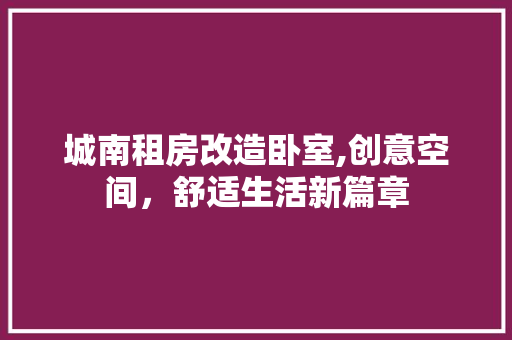 城南租房改造卧室,创意空间，舒适生活新篇章