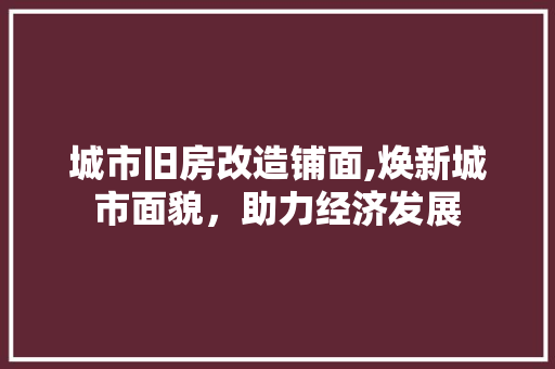 城市旧房改造铺面,焕新城市面貌，助力经济发展