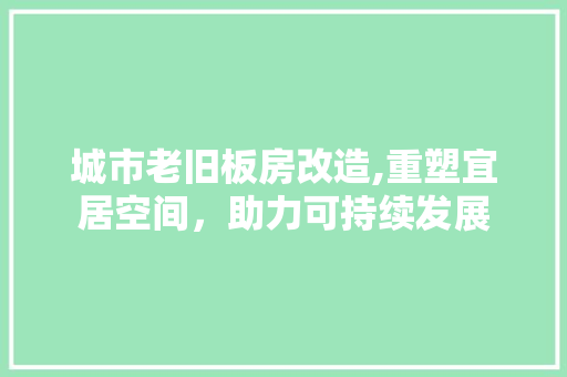 城市老旧板房改造,重塑宜居空间，助力可持续发展