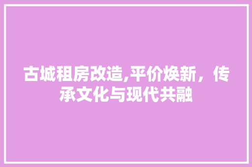 古城租房改造,平价焕新，传承文化与现代共融
