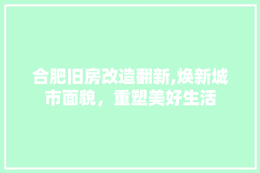 合肥旧房改造翻新,焕新城市面貌，重塑美好生活