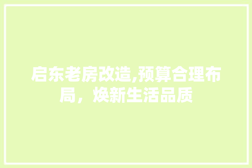 启东老房改造,预算合理布局，焕新生活品质 综合便民
