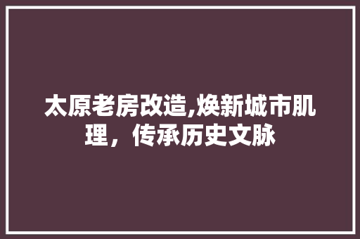 太原老房改造,焕新城市肌理，传承历史文脉