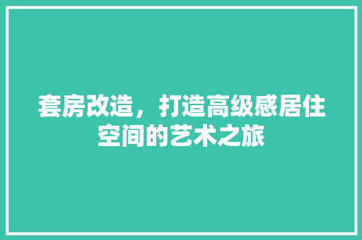 套房改造，打造高级感居住空间的艺术之旅 墙体维修