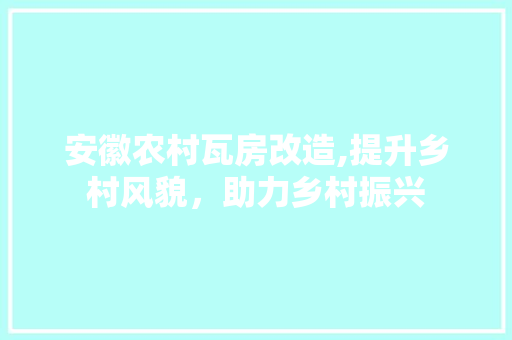 安徽农村瓦房改造,提升乡村风貌，助力乡村振兴