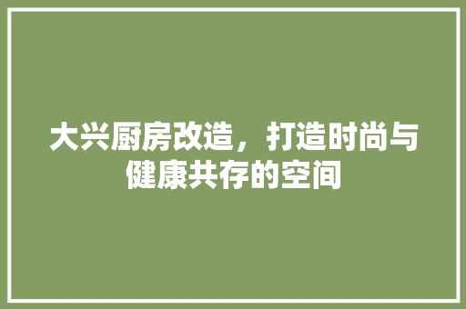 大兴厨房改造，打造时尚与健康共存的空间