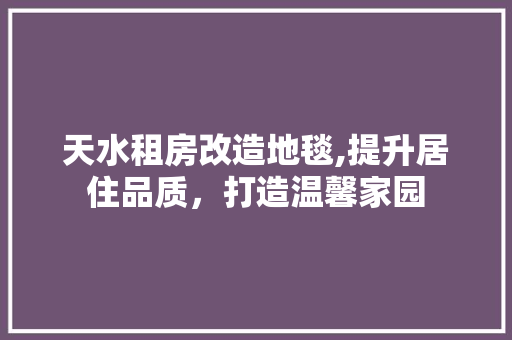 天水租房改造地毯,提升居住品质，打造温馨家园