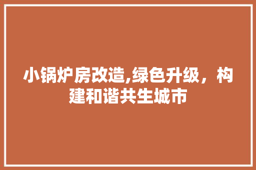 小锅炉房改造,绿色升级，构建和谐共生城市 综合便民