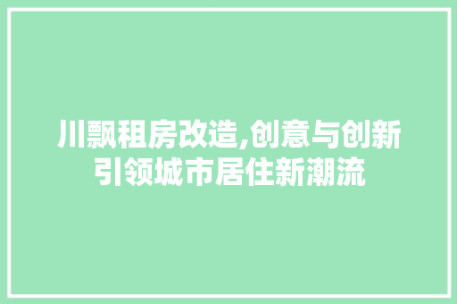 川飘租房改造,创意与创新引领城市居住新潮流 厨房维修