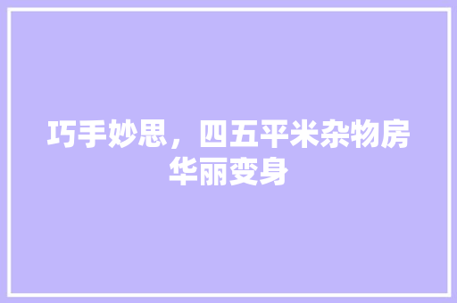 巧手妙思，四五平米杂物房华丽变身