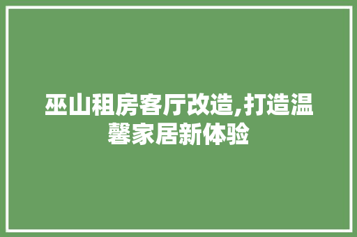 巫山租房客厅改造,打造温馨家居新体验