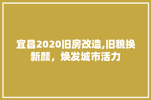 宜昌2020旧房改造,旧貌换新颜，焕发城市活力
