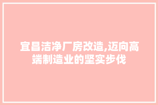 宜昌洁净厂房改造,迈向高端制造业的坚实步伐
